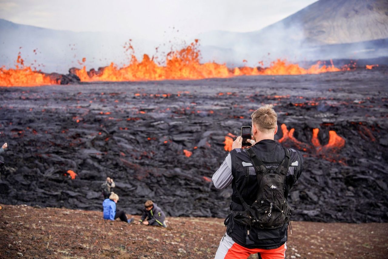 Smoke Clouds And Lava As Volcano Erupts Near Icelandic Capital