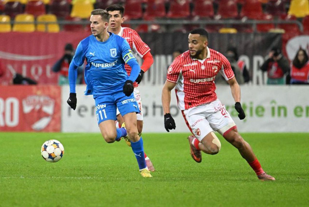 Dinamo Bucuești și CS Universitatea Craiova au remizat în derby-ul etapei a 26-a a Superligii românești de fotbal 