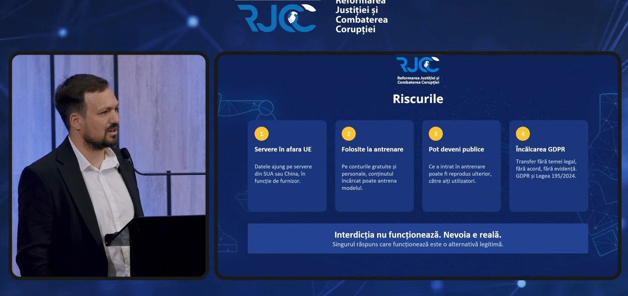 Riscurile utilizării inteligenței artificiale în domeniul justiției: „Nu știm unde sunt stocate datele cu caracter personal”