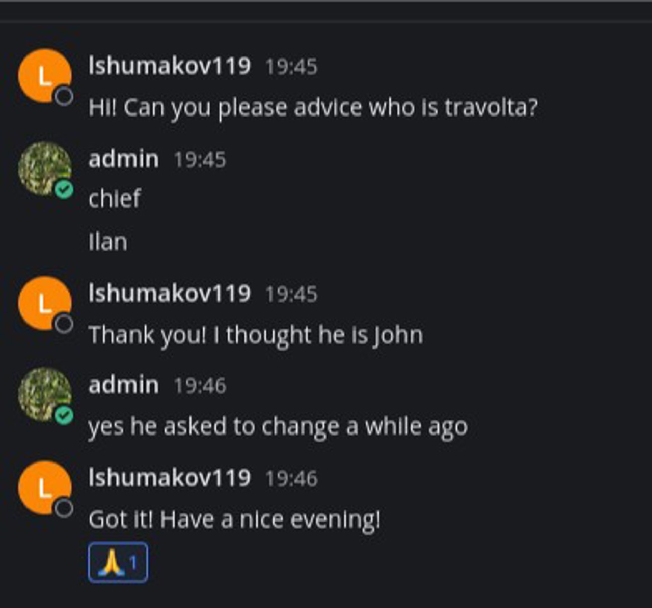 Screenshot from leaked Telegram chats