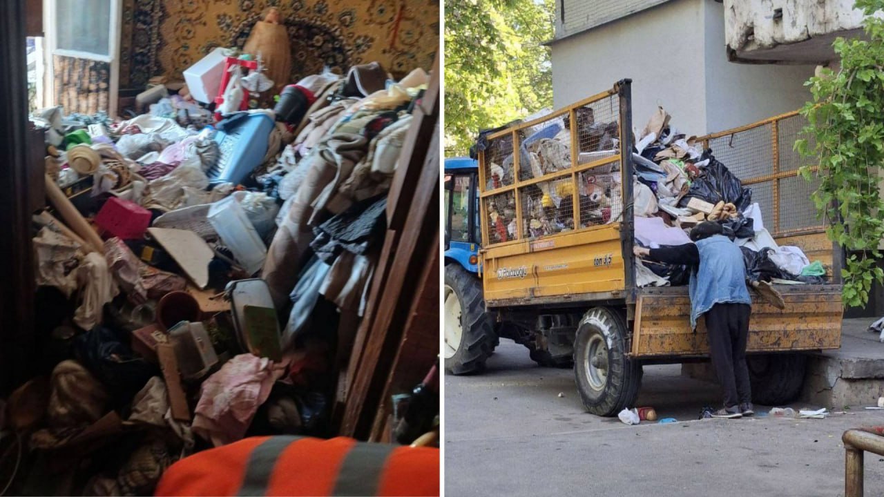 Gunoiște într-un apartament din sectorul Buiucani. Serviciile municipale au evacuat deșeurile