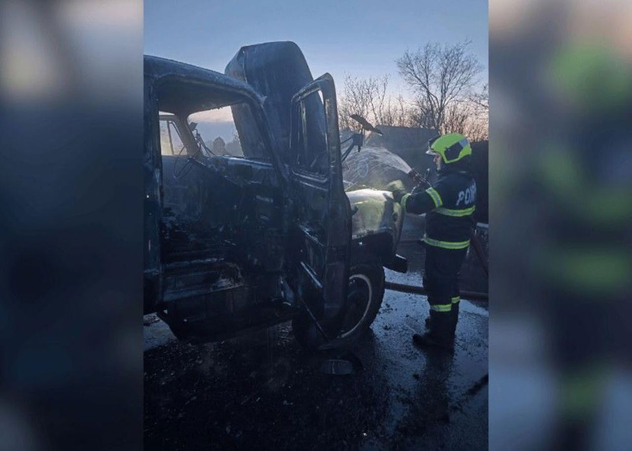 Incendiu la o stație GPL din Bălți: cabina unui autocamion a ars în timpul alimentării 