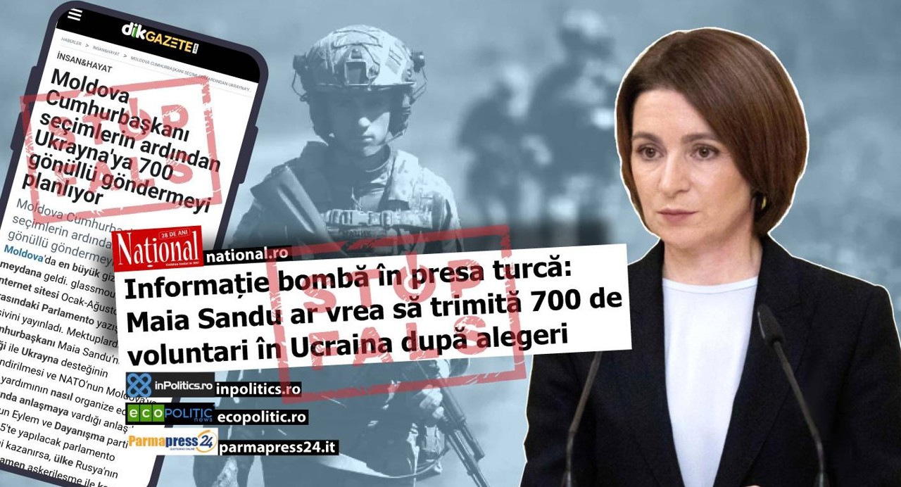 Dezinformare: Informațiile potrivit cărora Maia Sandu va trimite, după alegeri, 700 de voluntari în Ucraina sunt false