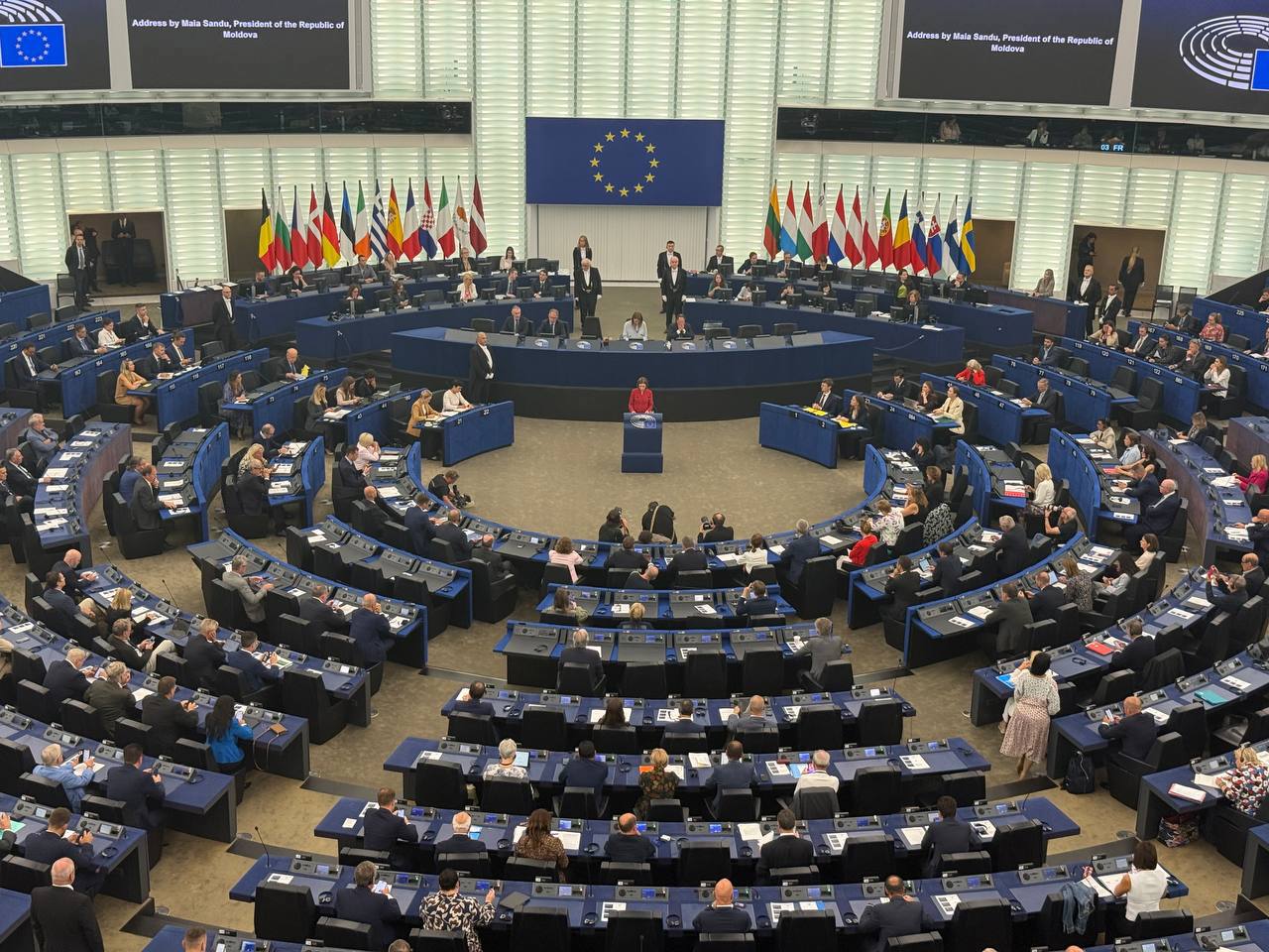 Ediție specială: Președinta Republicii Moldova, Maia Sandu, se adresează plenului Parlamentului European de la Strasbourg.