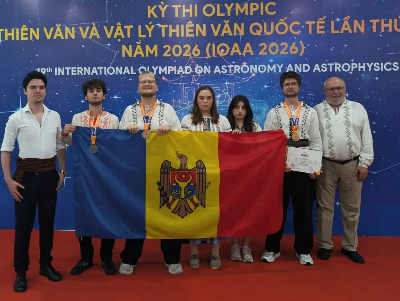 Three Moldovan students on the podium at the 2026 International Olympiad in Astronomy and Astrophysics