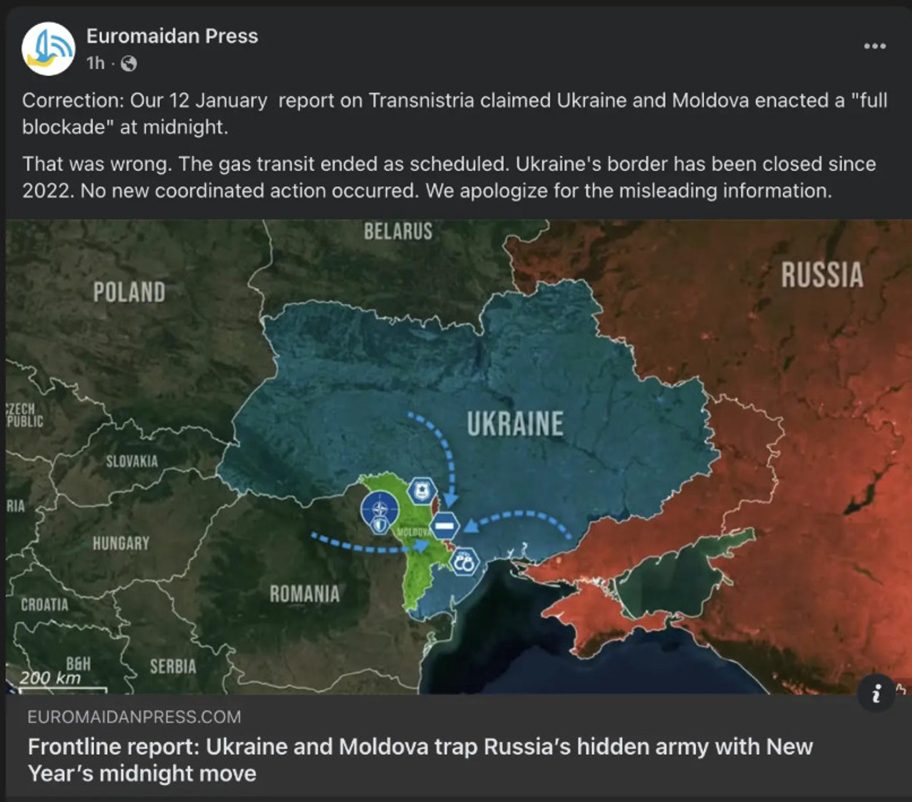 Zona de Securitate: Nu există o blocadă a regiunii transnistrene. Informațiile apărute în presă sunt false