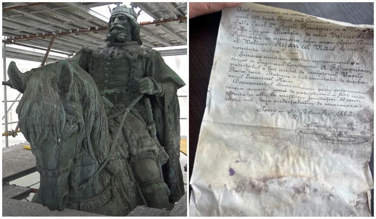 Capsulă a timpului descoperită în statuia lui Ștefan cel Mare din Iași