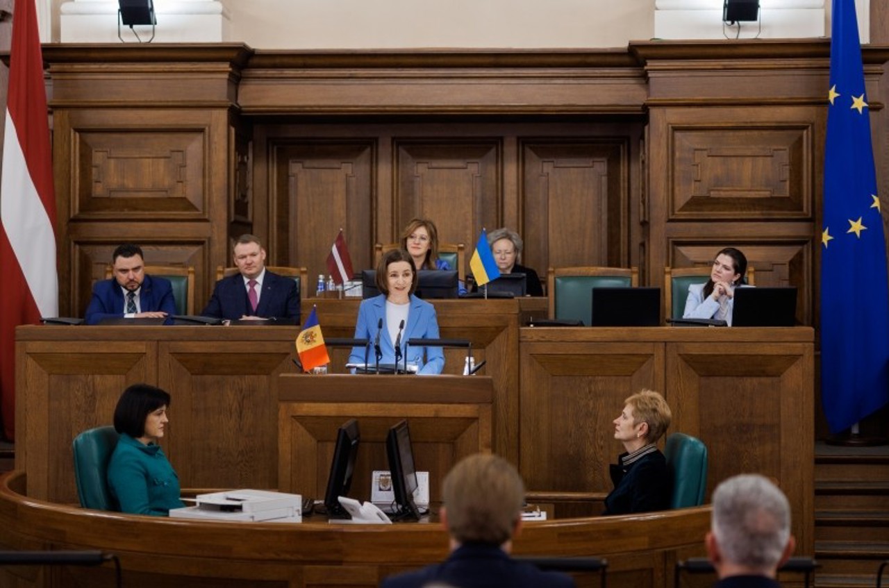 Discurs puternic al Maiei Sandu în Parlamentul Letoniei: „Am fost ocupați de un imperiu pe care nu l-am ales. Ajutați-ne!”