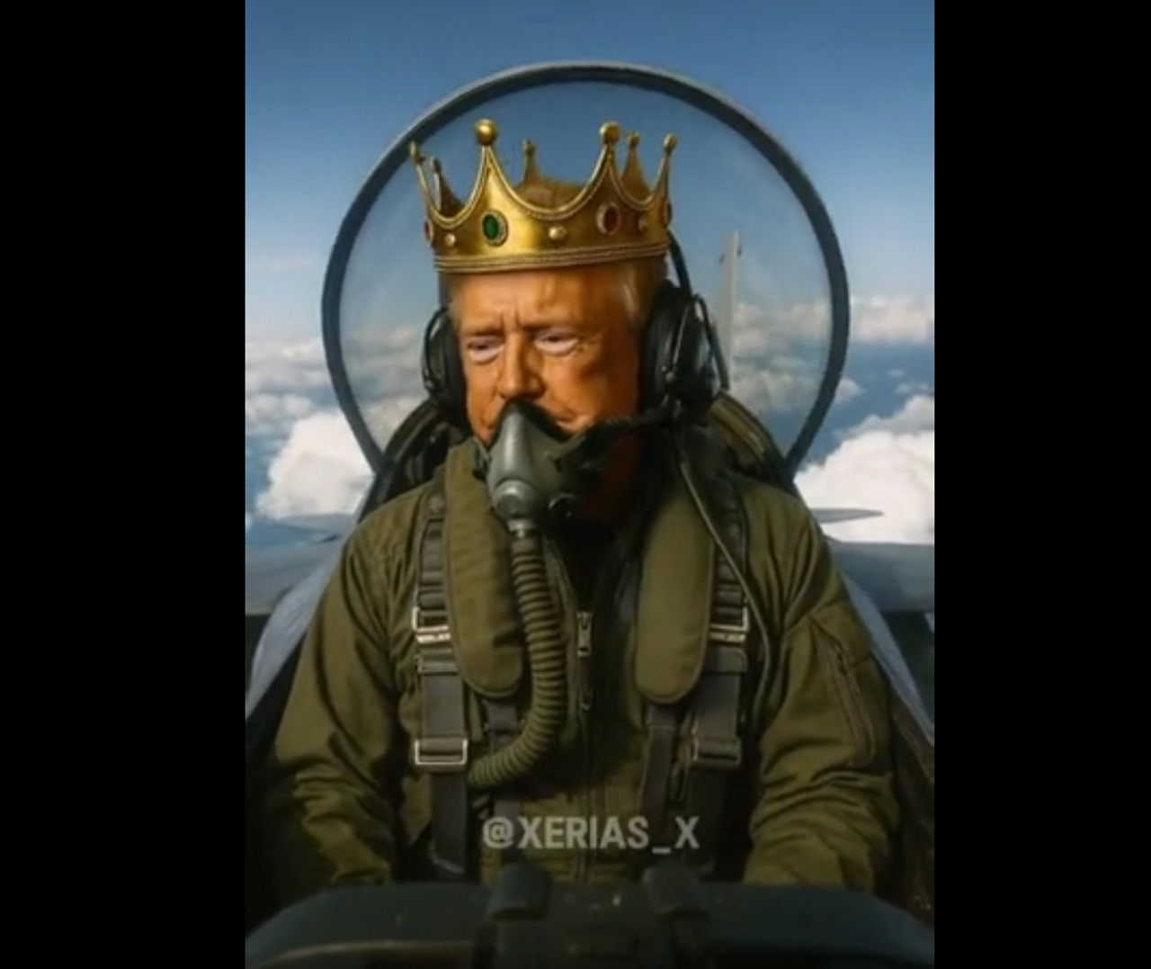 Trump, „regele” în zbor: clip AI cu avion de vânătoare și protestatari acoperiți de noroi