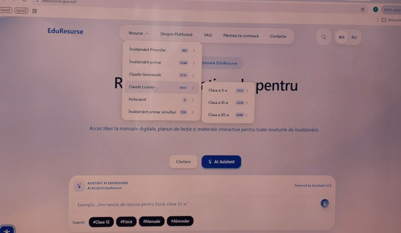captură video, prezentarea pltformei eduresurse.gov.md