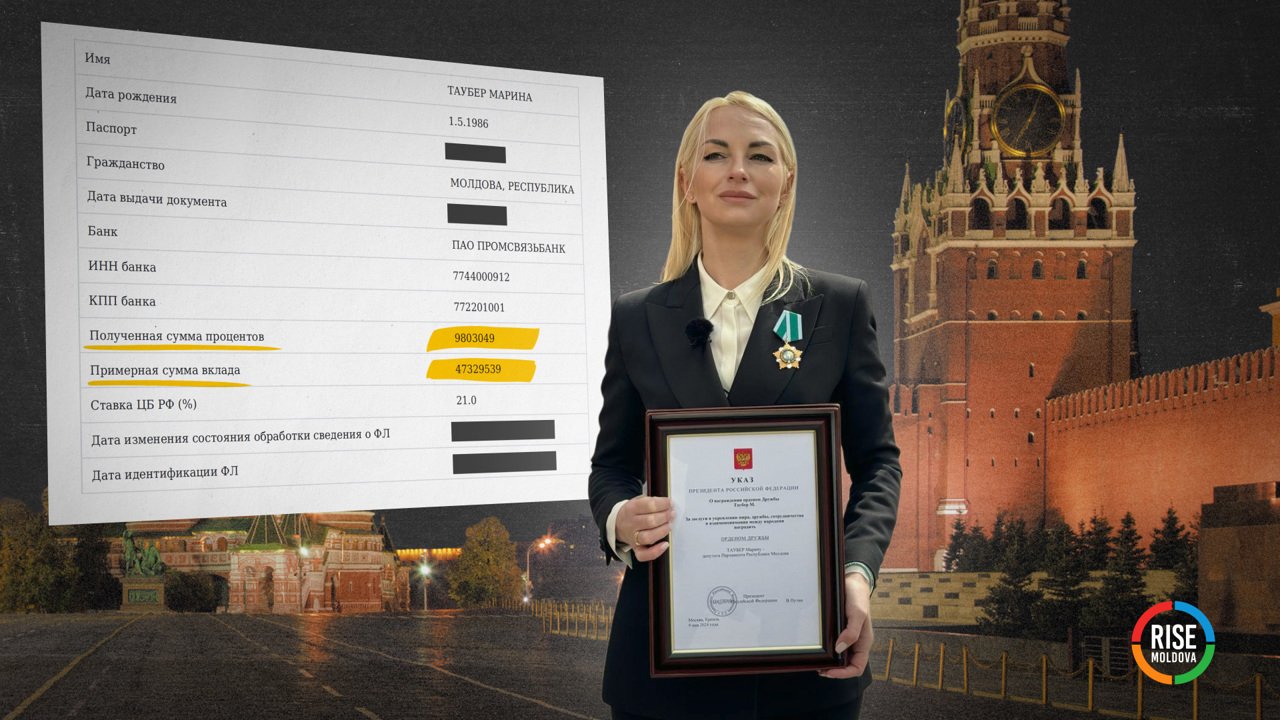 RISE Moldova: Marina Tauber ar avea peste 560.000 de dolari într-o bancă rusească sancționată