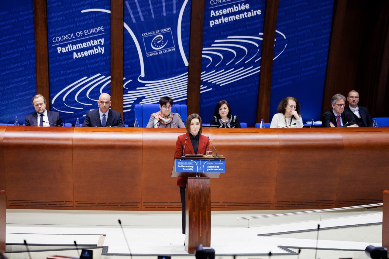 Maia Sandu, de la tribuna Consiliului Europei: „Dacă Ucraina cade, Rusia nu se va opri la R. Moldova”