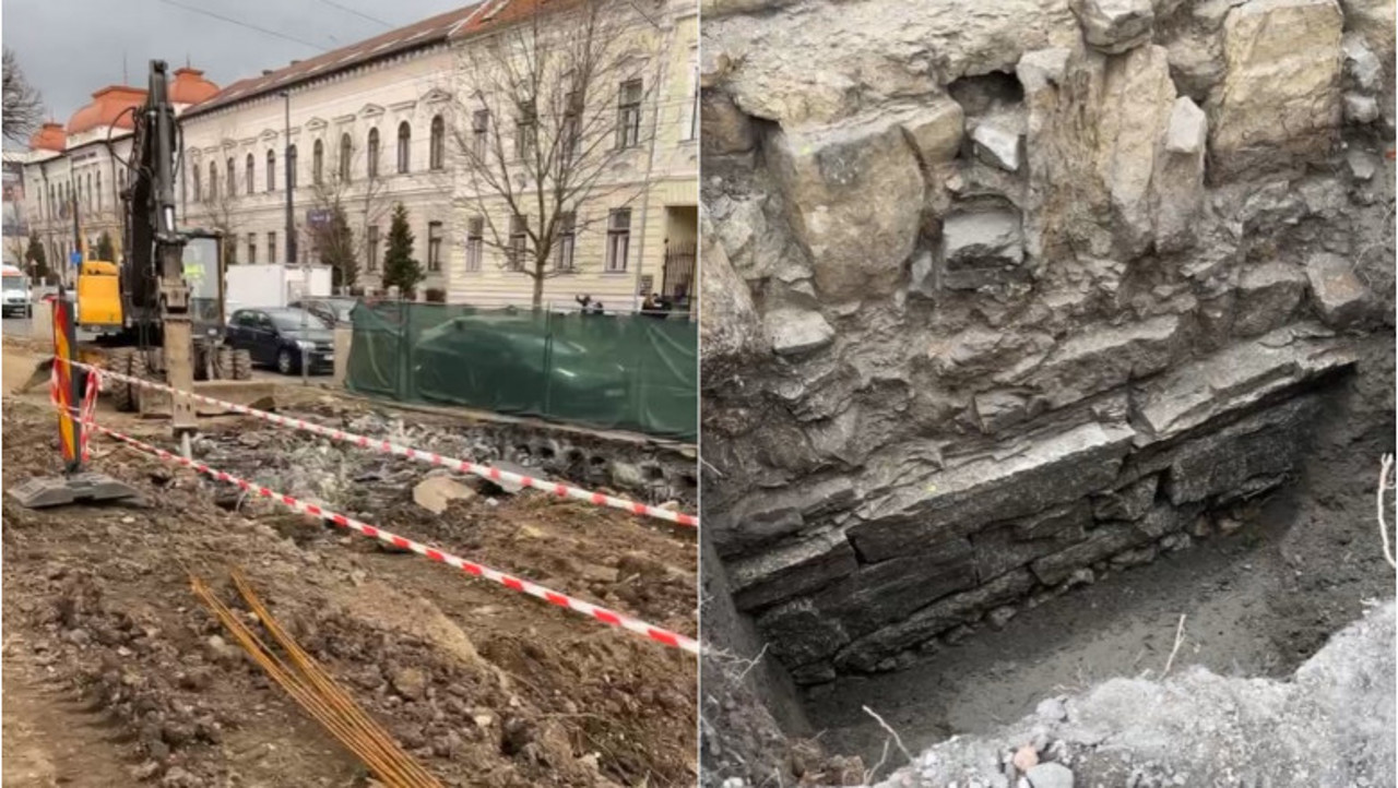 Un zid din perioada Imperiului Roman, descoperit la Cluj 