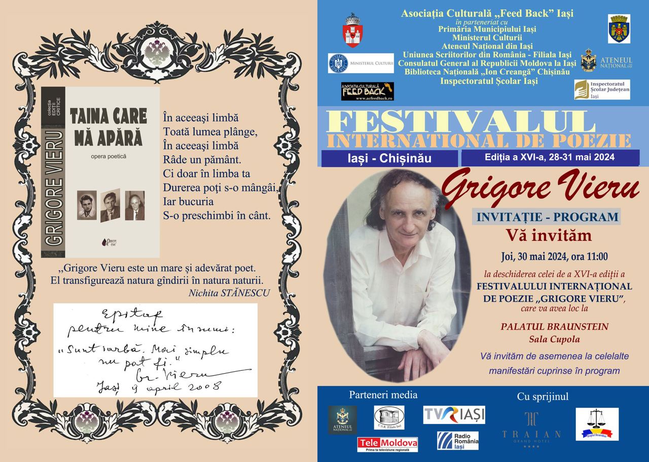 Ediția a 16-a a Festivalului Internațional de Poezie „Grigore Vieru” se desfășoară la Chișinău, Sângerei și Iași