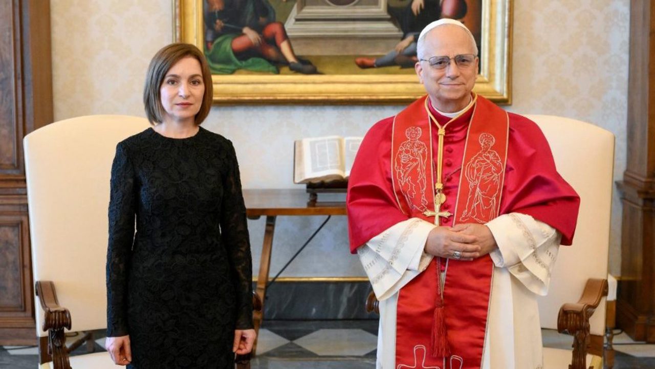 Moldovan President Maia Sandu meets Pope Leo XIV at the Vatican