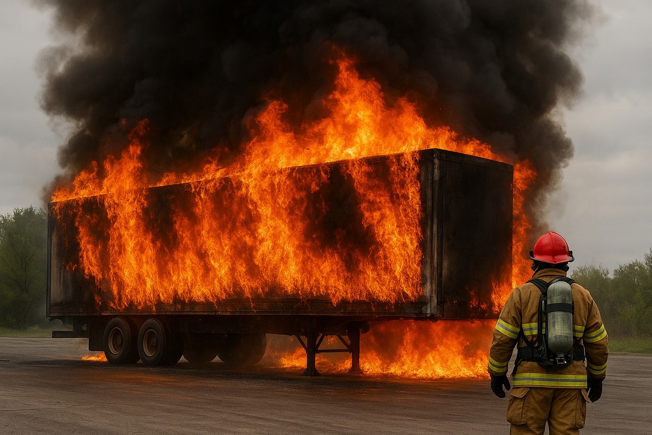 Incendiu pe o stradă din Bălți: remorca unui autocamion, cuprinsă de flăcări