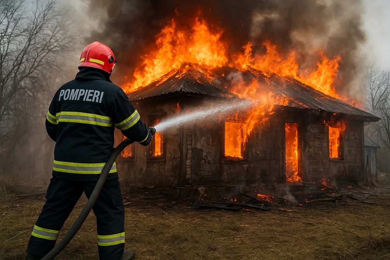 Locuință din Sângerei cuprinsă de flăcări: proprietarul a suferit arsuri grave și este la reanimare