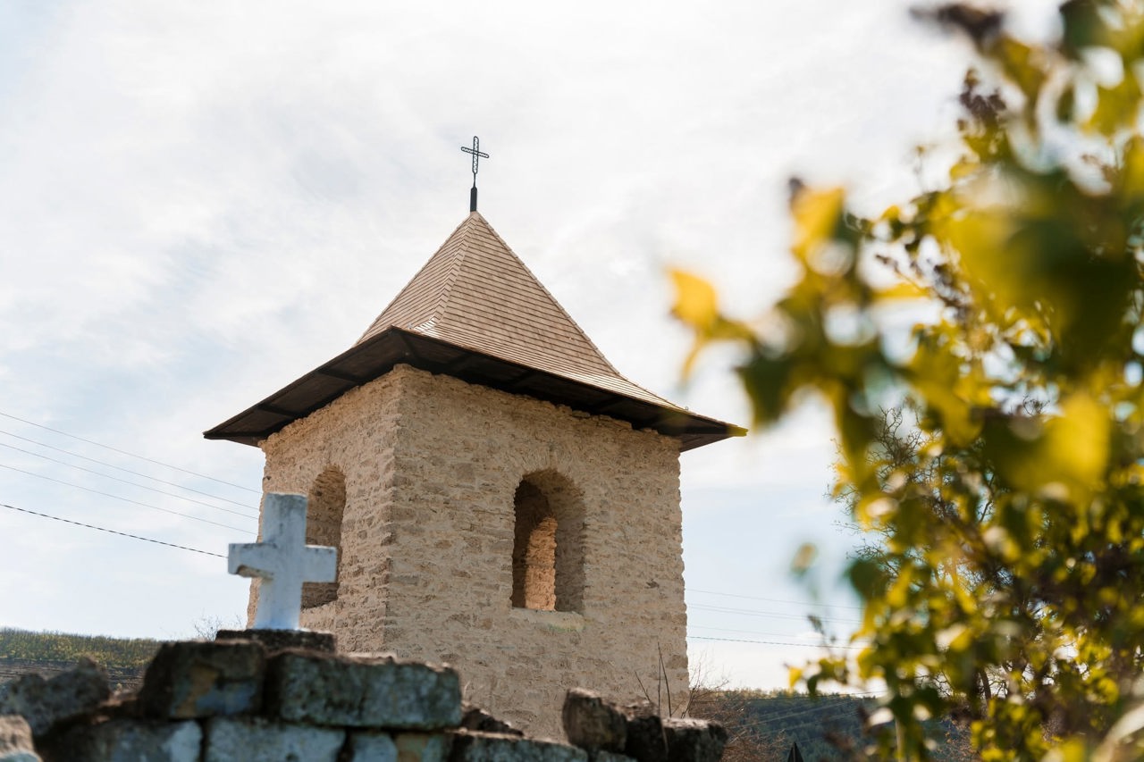 The restored bell tower in Vadul-Rașcov is over 400 years old